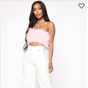 Pink Feather Tube Top